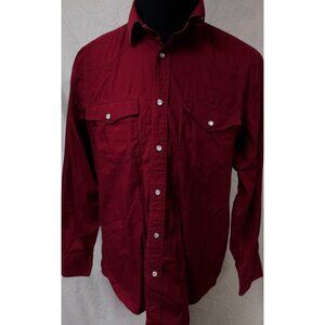 Gioberti Mens Large Red Pearl Snap Long Sleeve Cowboy Western Cotton Blend Shirt